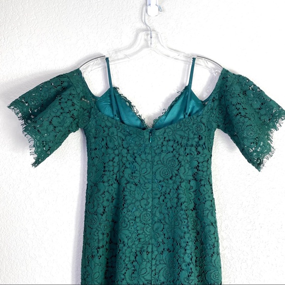 BARDOT Green Off the Shoulder Lace Dress NWT (6/S) - Picture 7 of 8
